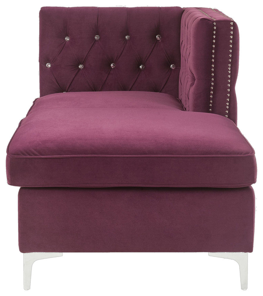 ACME Jaszira Modular Chaise, Burgundy Velvet
