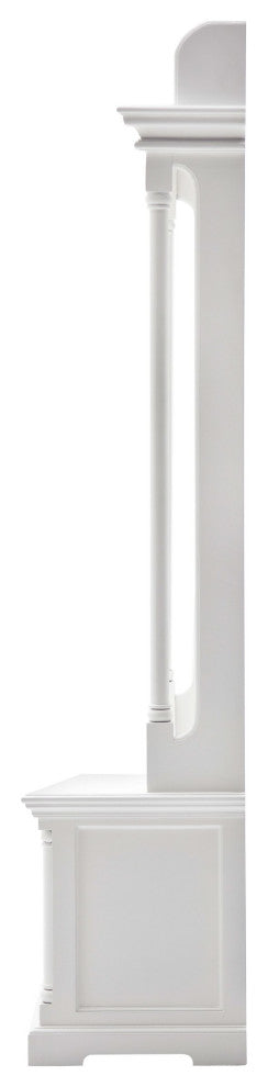 Classic White Hall Tree Coat Rack With Drawers