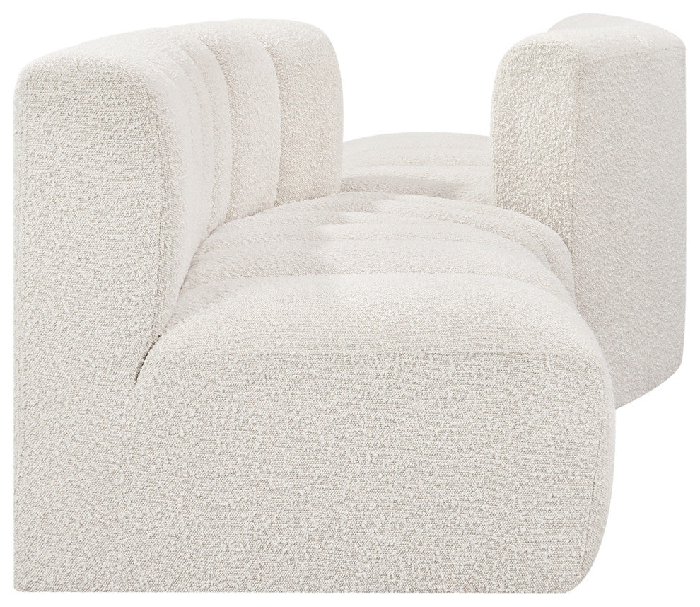 Arc Boucle Fabric Upholstered 4-Pc. Facing Modular Sectional, Cream