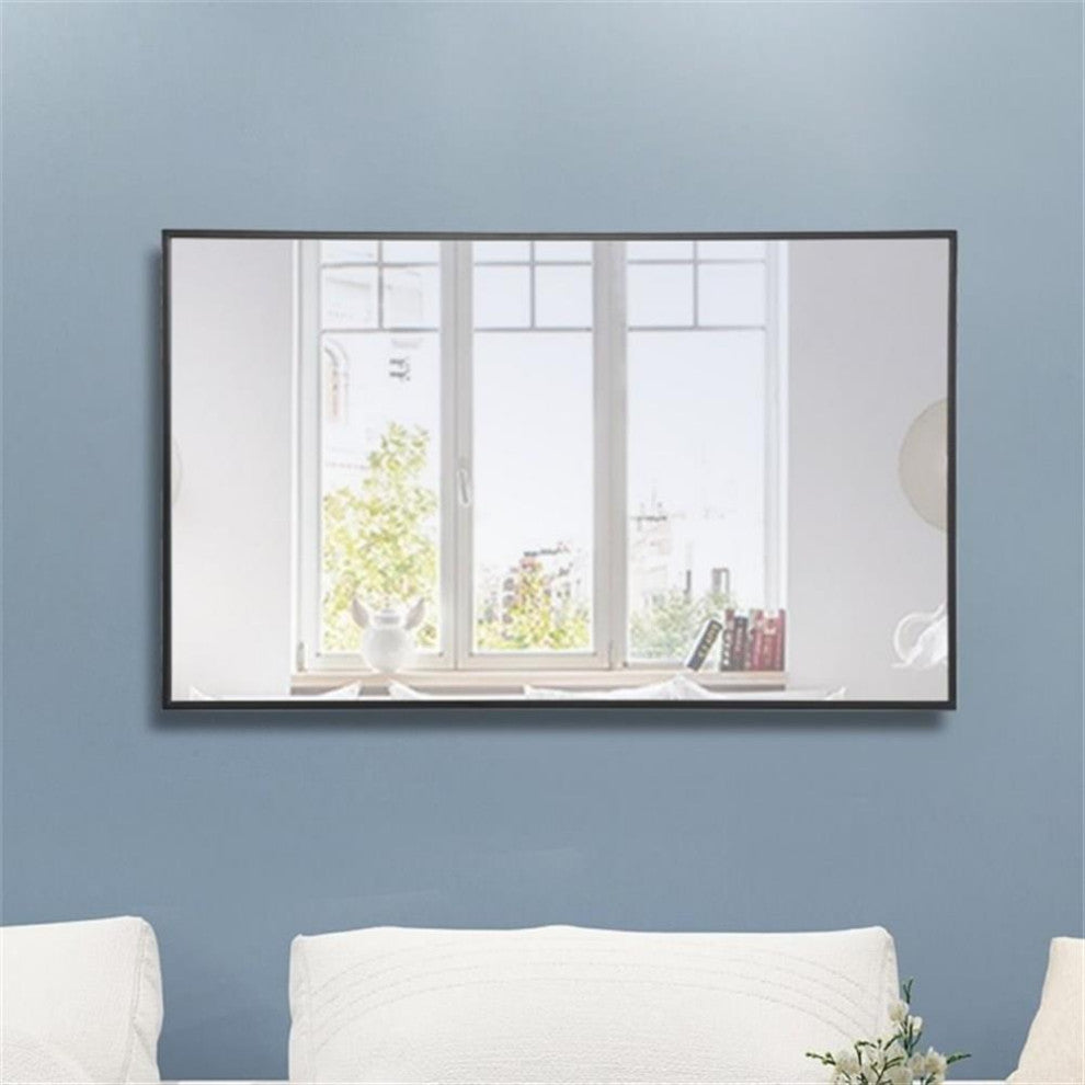 Catania 40" x 24" Rectangle Metal Frame Mirror in Black Finish