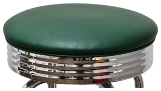 Retro Home Double Ring Chrome Pan Swivel 30" Bar Stool, Green