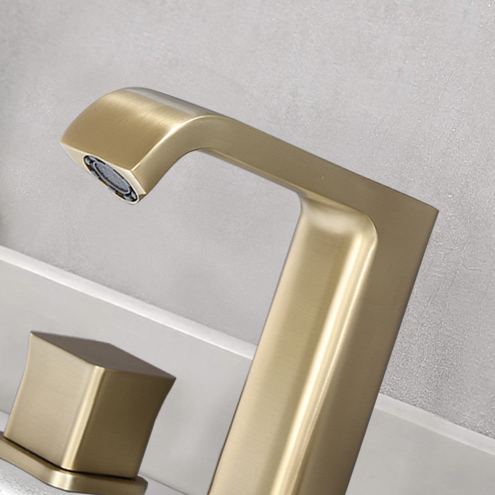 8" Widespread Bathroom Faucet with Pop-up Drain Assembly, Brushed Gold