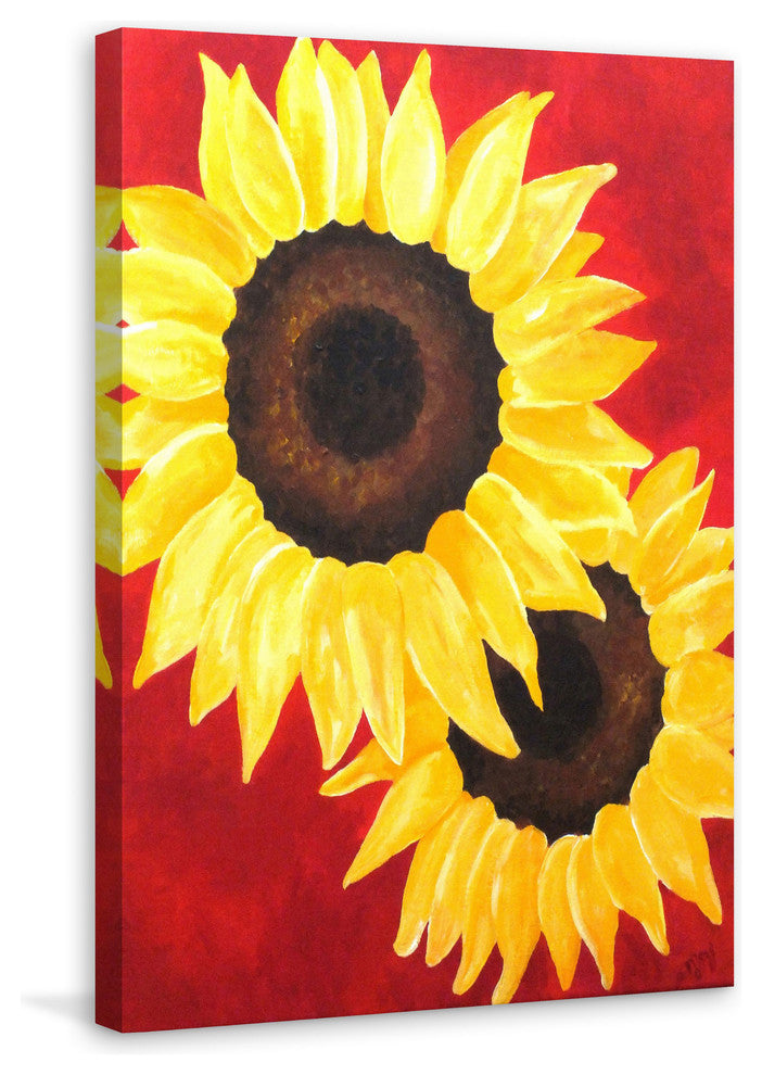 Marmont Hill, "Red Sunflowers" by Nicola Joyner Painting Wrapped Canvas, 20x30
