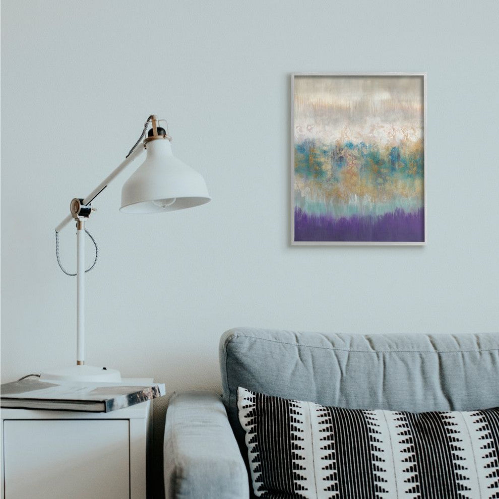 Elegant Purple Grey Gold Brush Stroke Abstract Painting,1pc, each 16 x 20