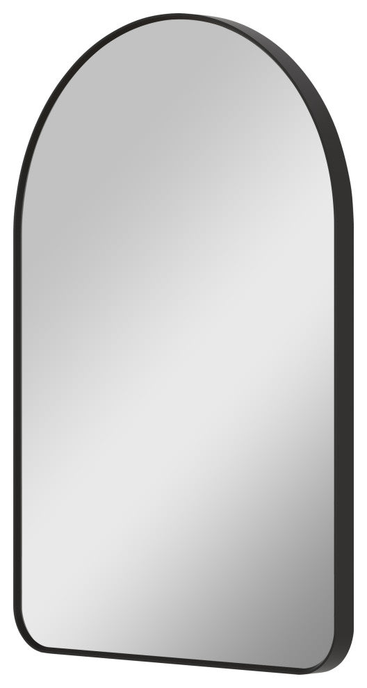 24"x36" Arched Bathroom Wall-mounted Mirror with Aluminum Frame, Matte Black