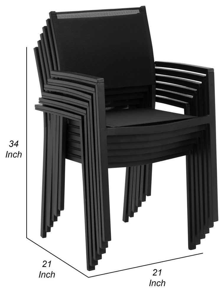 Benzara BM287826 Fifi 21" Set of 6 Dining Chairs, Black Aluminum Frame