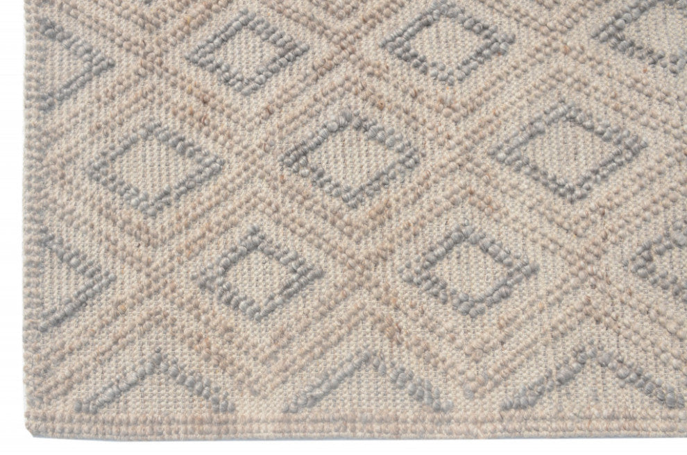 8"x11" Tan Gray Diamond Lattice Modern Area Rug