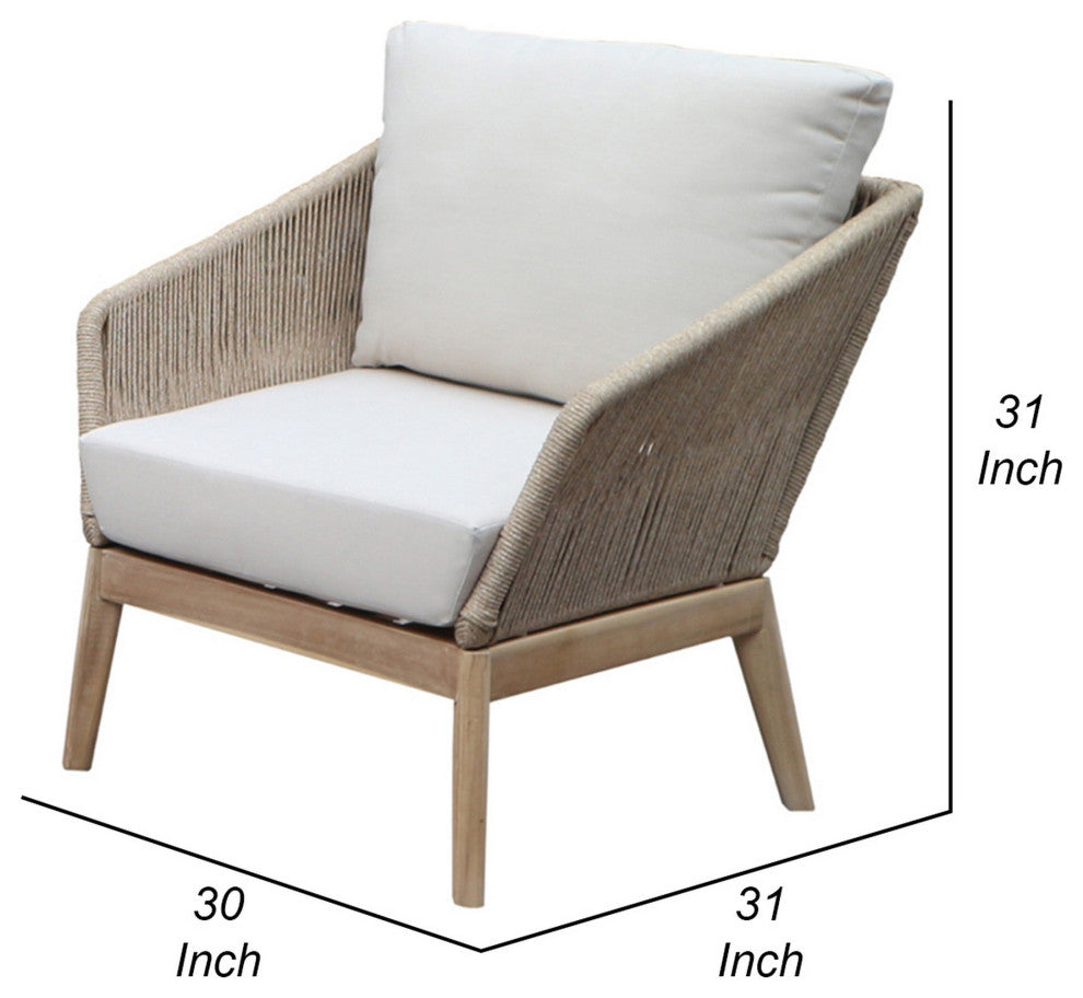 Benzara BM287734 Dexi 30" Patio Sofa Chair, Fade Resistant Fabric Cushions
