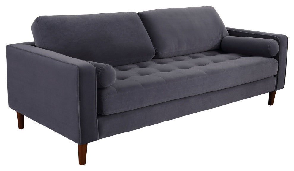 Frederick Modern Contemporary Velvet Sofa, Gray