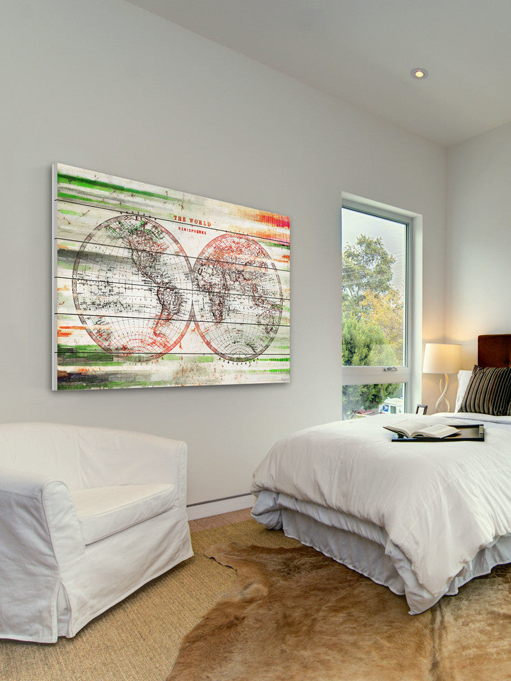 "Varlden" Print on White Wood, 60"x40"