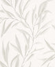 Floral Textured Wallpaper, Leaves, Cream Gray, One Roll