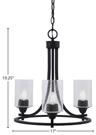 Paramount 3-Light Chandelier, Matte Black, 4" Clear Bubble Glass