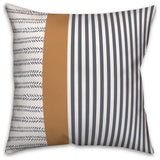 Navy and Burnt Orange Lines 18x18 Spun Poly Pillow