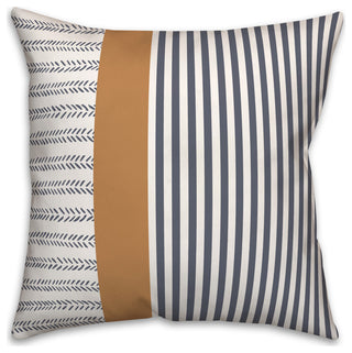 Navy and Burnt Orange Lines 18x18 Spun Poly Pillow