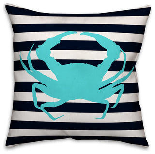 Blue Crab Outdoor Throw Pillow, 18x18