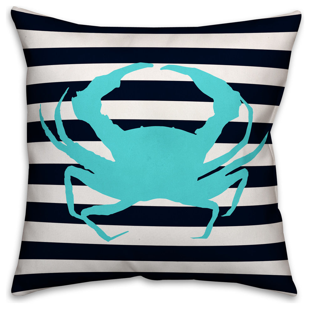 Blue Crab Outdoor Throw Pillow, 18x18