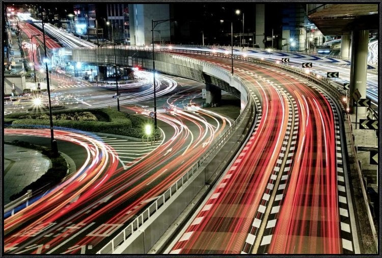 "Chaotic Traffic" Framed Canvas Giclee by Koji Tajima, 37x25"