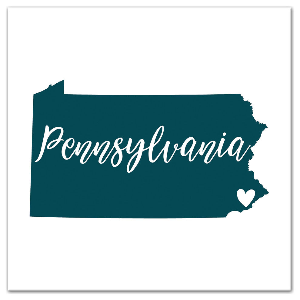 Teal and White Pennsylvania Pride 16x16 Canvas Wall Art
