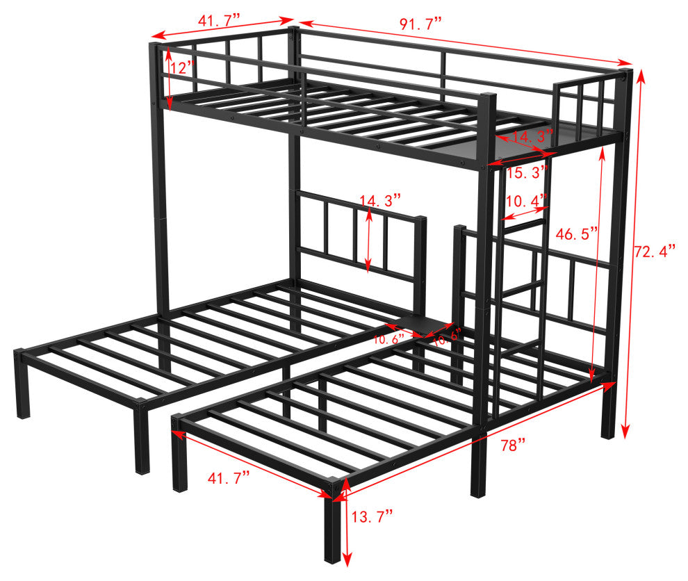 Gewnee Twin over Twin & Twin Bunk Beds for 3