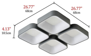 Modern White 4-Light Square LED Flush Mount Ceiling Light