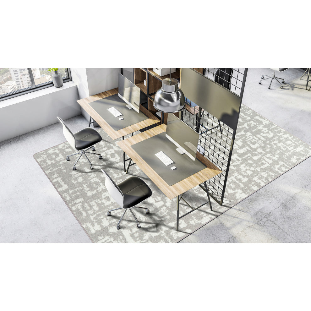 Joy Carpets WorkSpace Block Print Area Rug, Dove, 5'4" X 7'8"