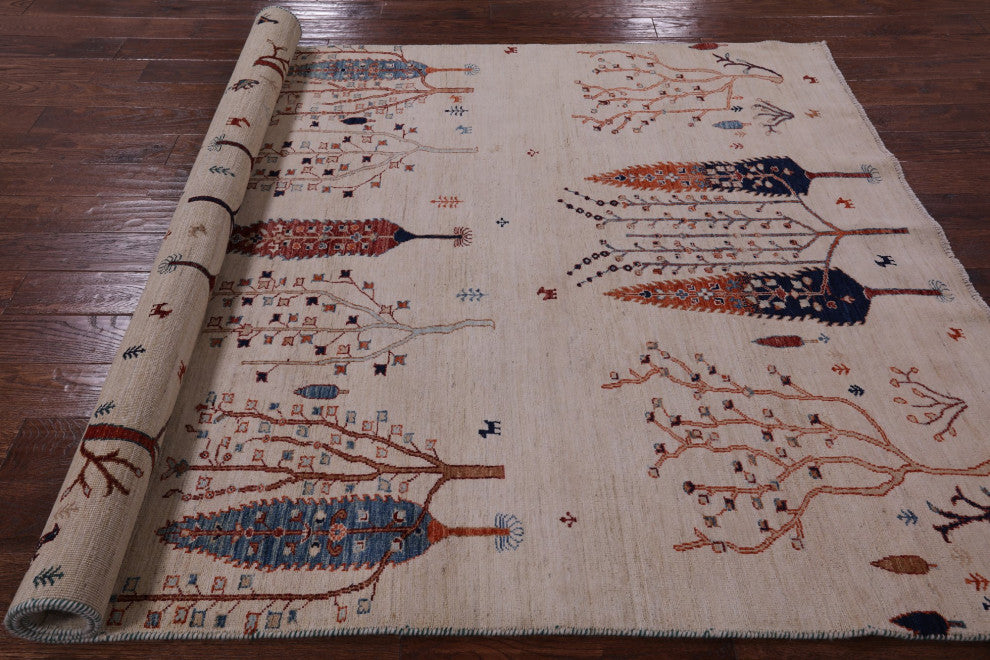 5' 9" X 7' 7" Hand-Knotted Tribal Persian Gabbeh Rug Q5651