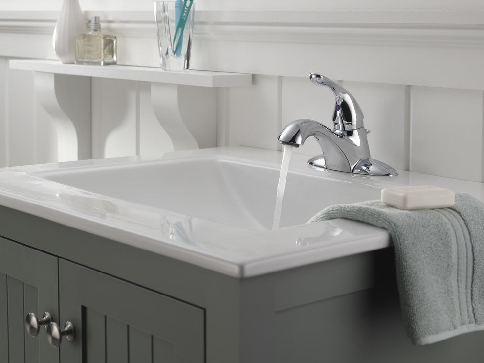 Delta Classic Single Handle Centerset Bathroom Faucet, Chrome, 520-PPU-DST