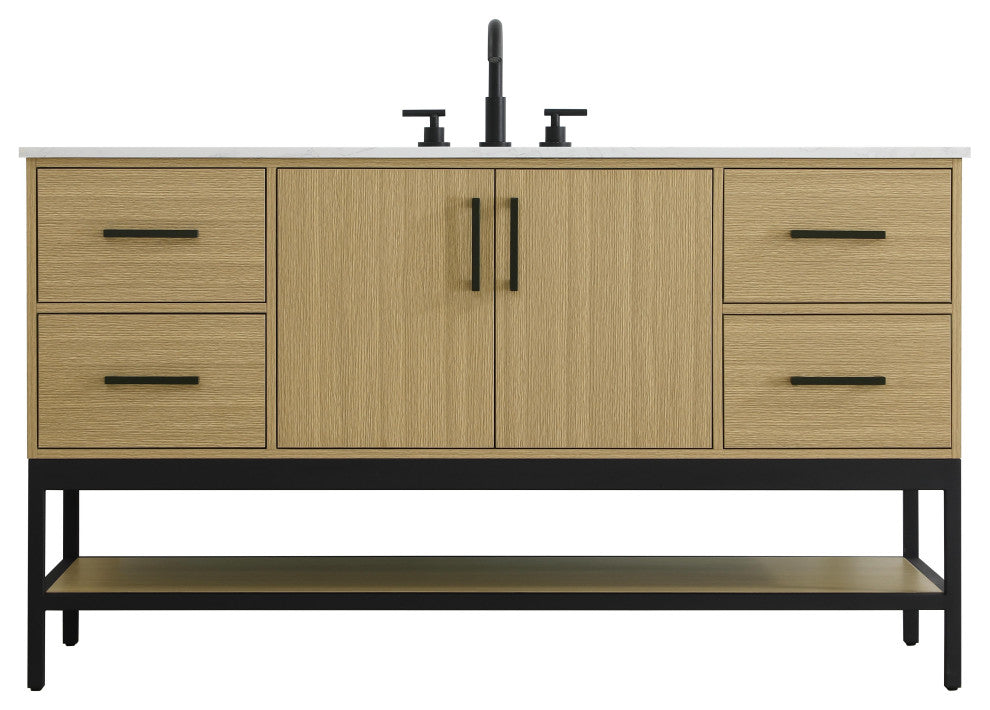 Home Living 60" Single Bathroom Vanity, Honey Brown