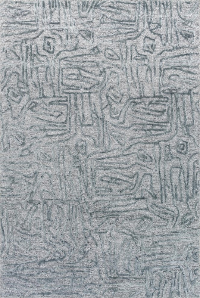 Handmade High Low Juneau Area Rug, Gray, Lt. Blue/Lt. Blue, 5'x7'6"