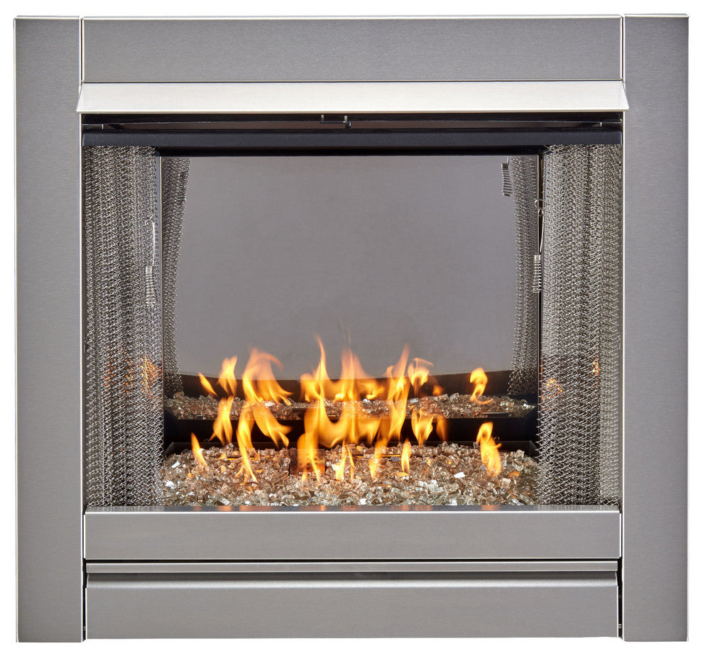 Vent Free Stainless Outdoor Gas Fireplace Insert With Crystal Fire Glass Media