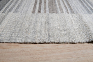 EORC Gray Hand Woven Wool And Viscose Reversible Flat Weave Durry Rug 4'x6'