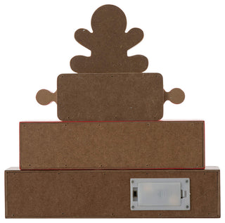 12"H Lighted Wooden Christmas Block Table Decor, Gingerbread Man