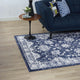 Dark Blue and Ivory Kazia Distressed Floral Lattice 5x8 Area Rug