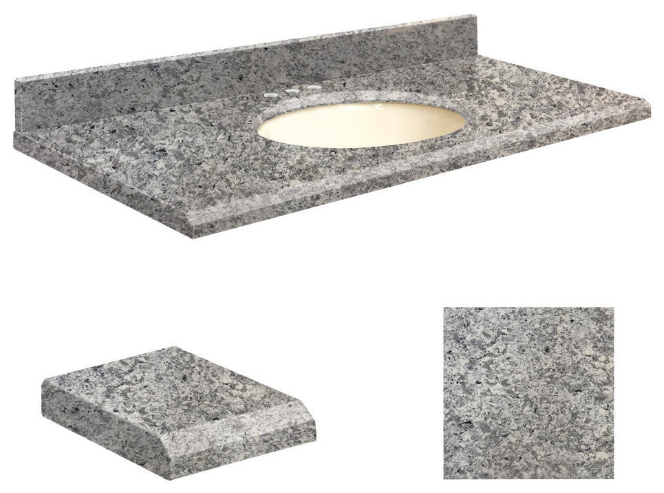 Quartz 25"x19" Vanity Top, Biscuit Bowl, Overture, 8" Centerset