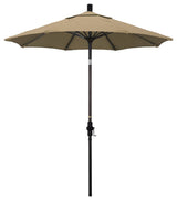 7.5' Bronze Collar Tilt Lift Fiberglass Rib Aluminum Umbrella, Sunbrella, Heather Beige