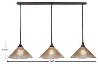 Stem 3-Light Pendalier with Hang Straight Swivel, Dark Granite/Amber Crystal