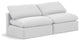 Indulge Upholstered Modular Sofa, White, 2-Piece: 2 Armless Chair, Down Stuffed Linen Textured Fabric