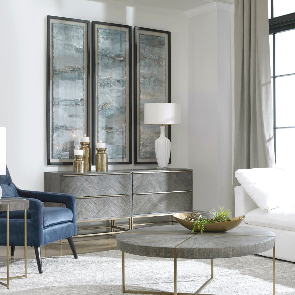 Uttermost Ocean Swell Painted Metal Art, 3-Piece Set, 3 cartons