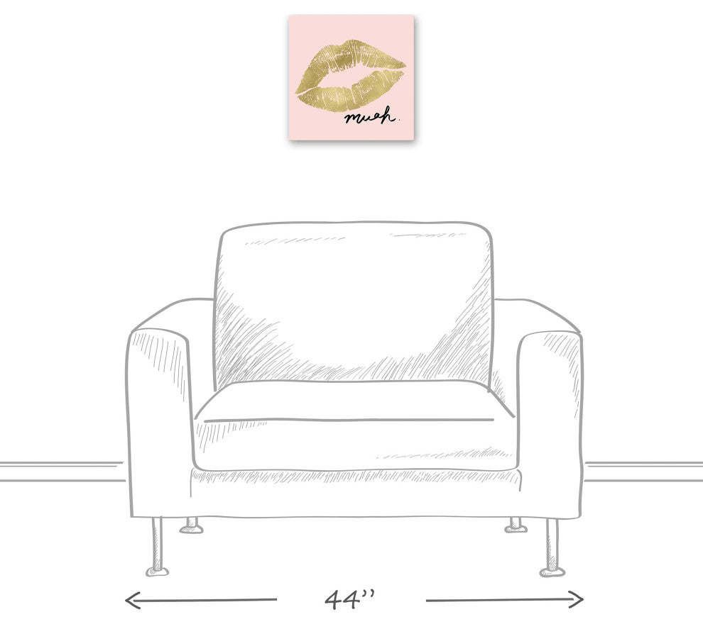 Muah Lips On Blush 12x12 Canvas Wall Art