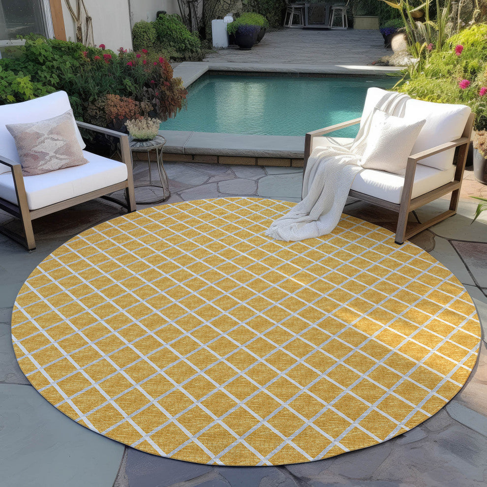 Indoor/Outdoor York YO1 Gold Machine Washable 10' x 10' Rug