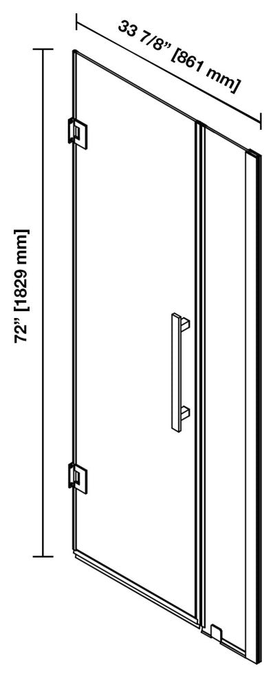 Panama 33 7/8-35 1/16"Wx72"H Alcove Hinge Shower Door Black