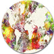 World Map In Great Colors, Watercolor Map Round Wall Art, 11"