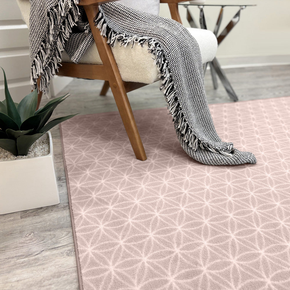 EYELET Soft Tactesse Nylon Area Rug with Anti-Stain Protection, Pink Slipper, 3'x12'