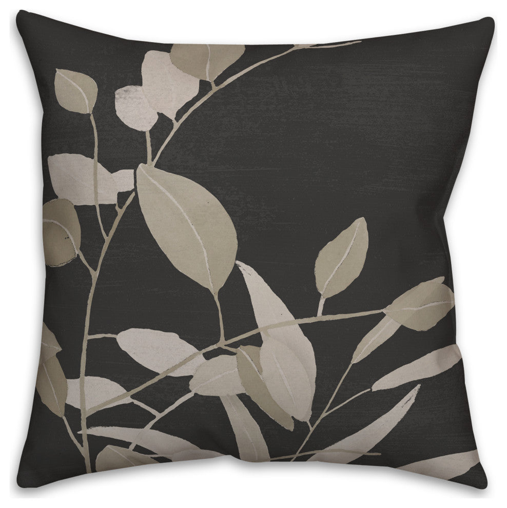 Black and White Greenery II 18"x18" Spun Poly Pillow