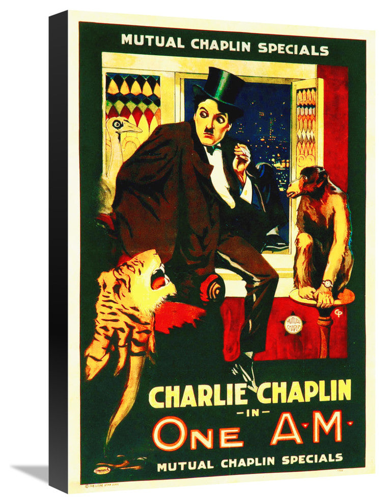 "Charlie Chaplin - One A.M., 1916" Canvas by Hollywood Photo Archive, 15x22"