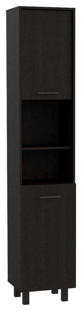 Sheffield 2-Door Pantry Cabinet, with 2 Open Shelves, Black