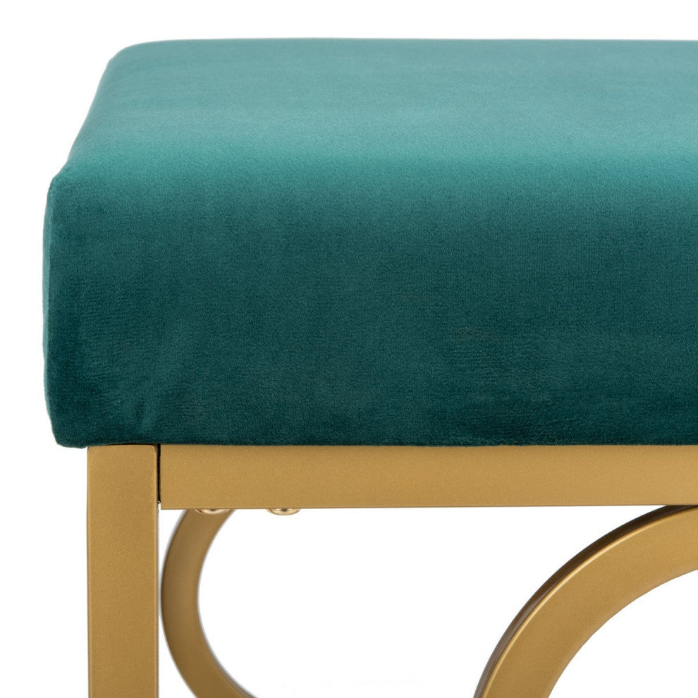 Safavieh Fleur Rectangle Ottoman, Emerald/Gold