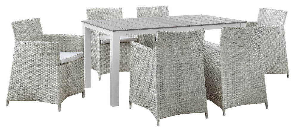 Gray White Junction 7 Piece Outdoor Patio Dining Set