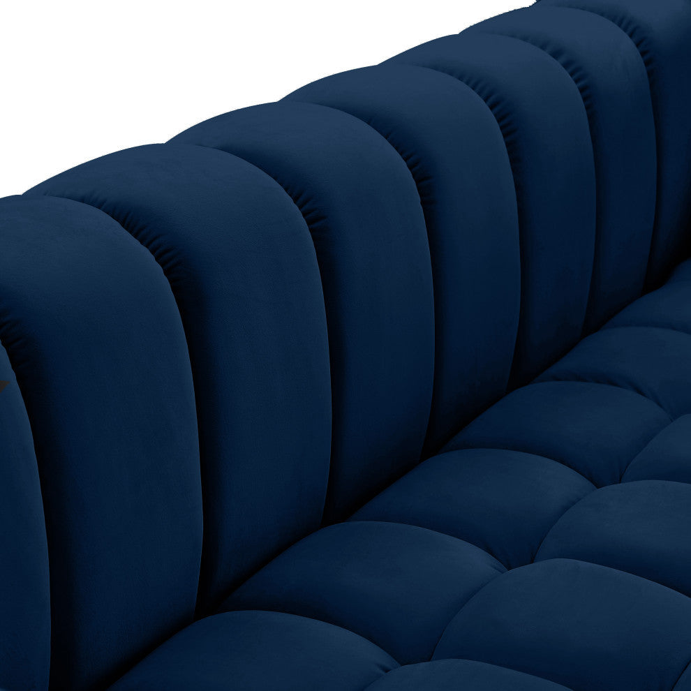 Gwen Velvet Upholstered Chair, Navy, Loveseat