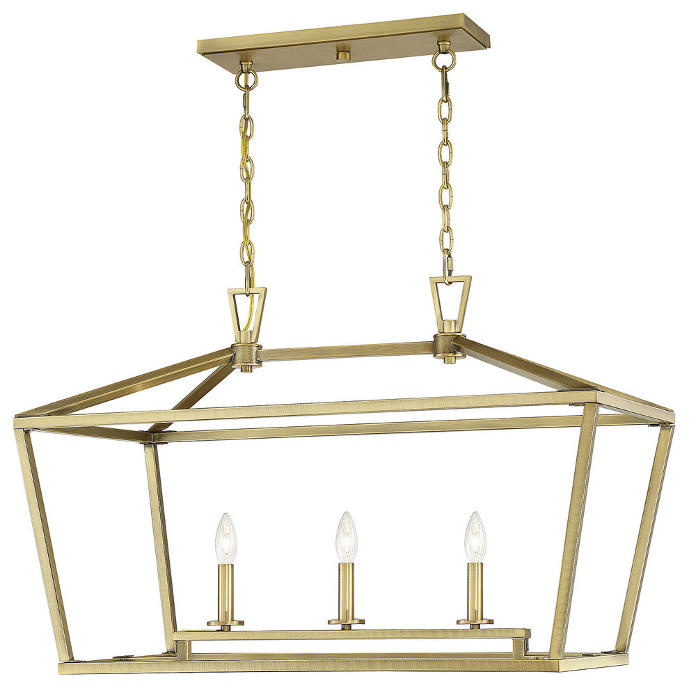 Townsend 3-Light Trestle Chandelier, Warm Brass